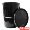 Pack 10 Baldes Plásticos Negro 20 Litros con Tapa