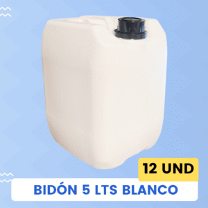 Bidón 5 Lts Blanco boca inviolable Pack 12 Und