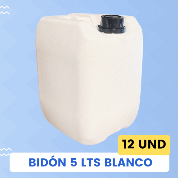 Bidón 5 Lts Blanco boca inviolable Pack 12 Und