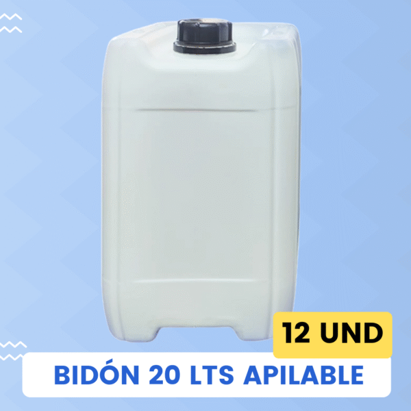 Bidón Plástico 20 Lts Blanco Apilable Pack 12 Und